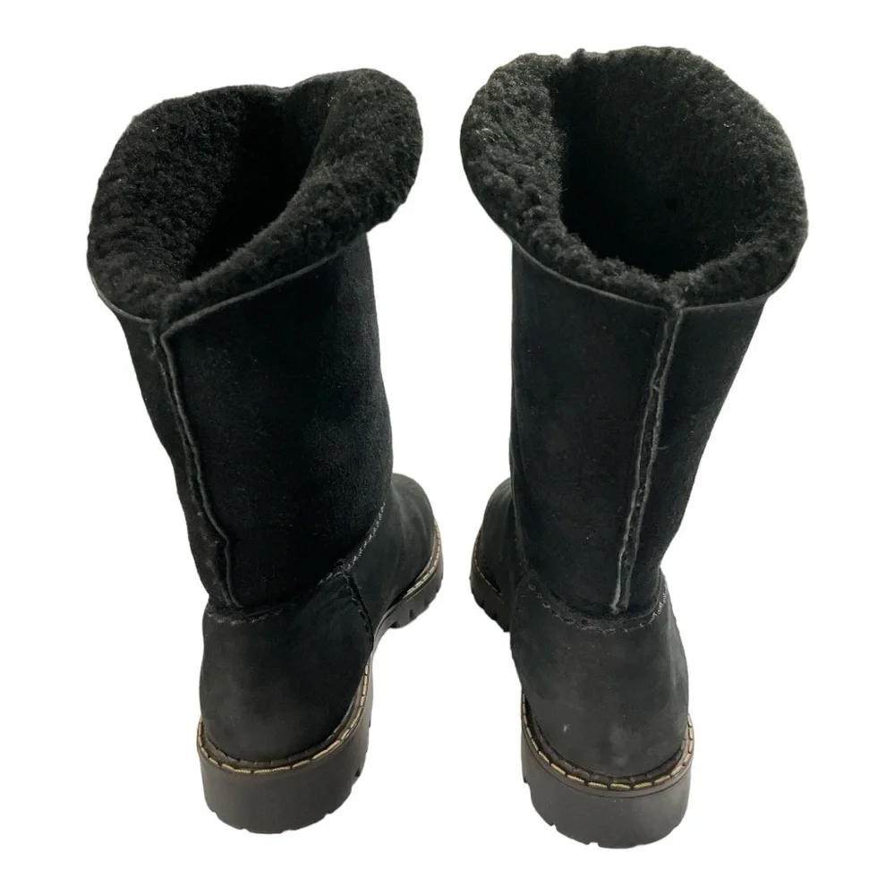 Sorel Suede Shearling Foldover Tall Black Boots Black Size 7M